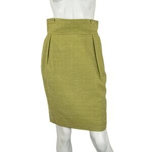 REISS Women's RICO Pleated Pencil Skirt in Green Size 4